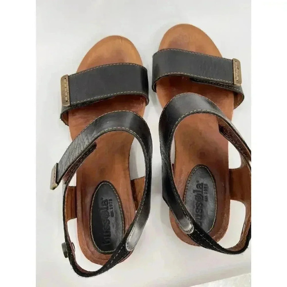 Bussola Black Maynila Flat Adjustable Sandals Leather Women's EU 39 US 8 EUC - Picture 6 of 12